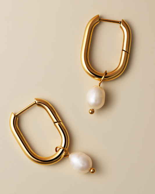 Rectangle Pearl Hoop